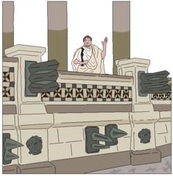 Appius Sergius Ahenobarbus lors de son dernier discours sur les Rostres